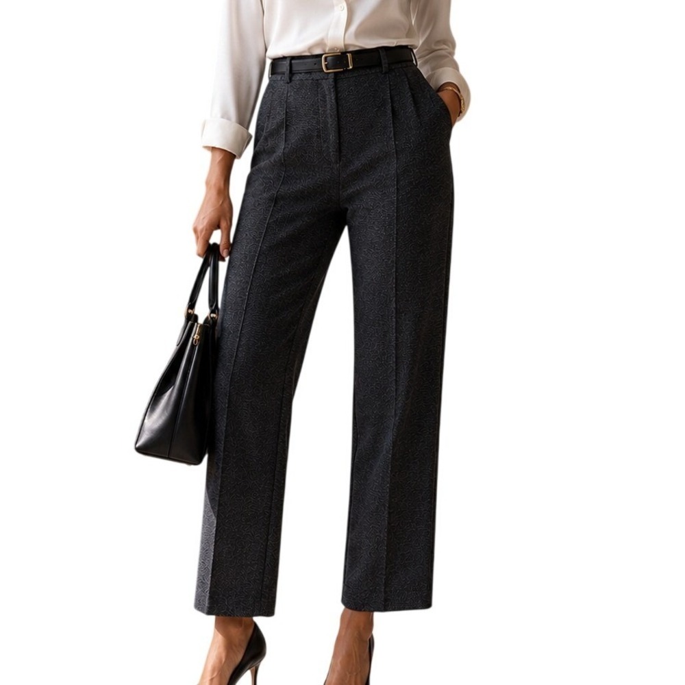 White House Black Market Officecore Black White Micro Pattern Slim Ankle Pant 6S